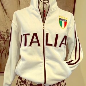 Men’s White Italia Zip up Sweater - Small